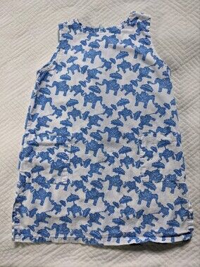 Three Islands Sundress Girls Small 5/6 Cotton Turquoise White Floral Shift Dress